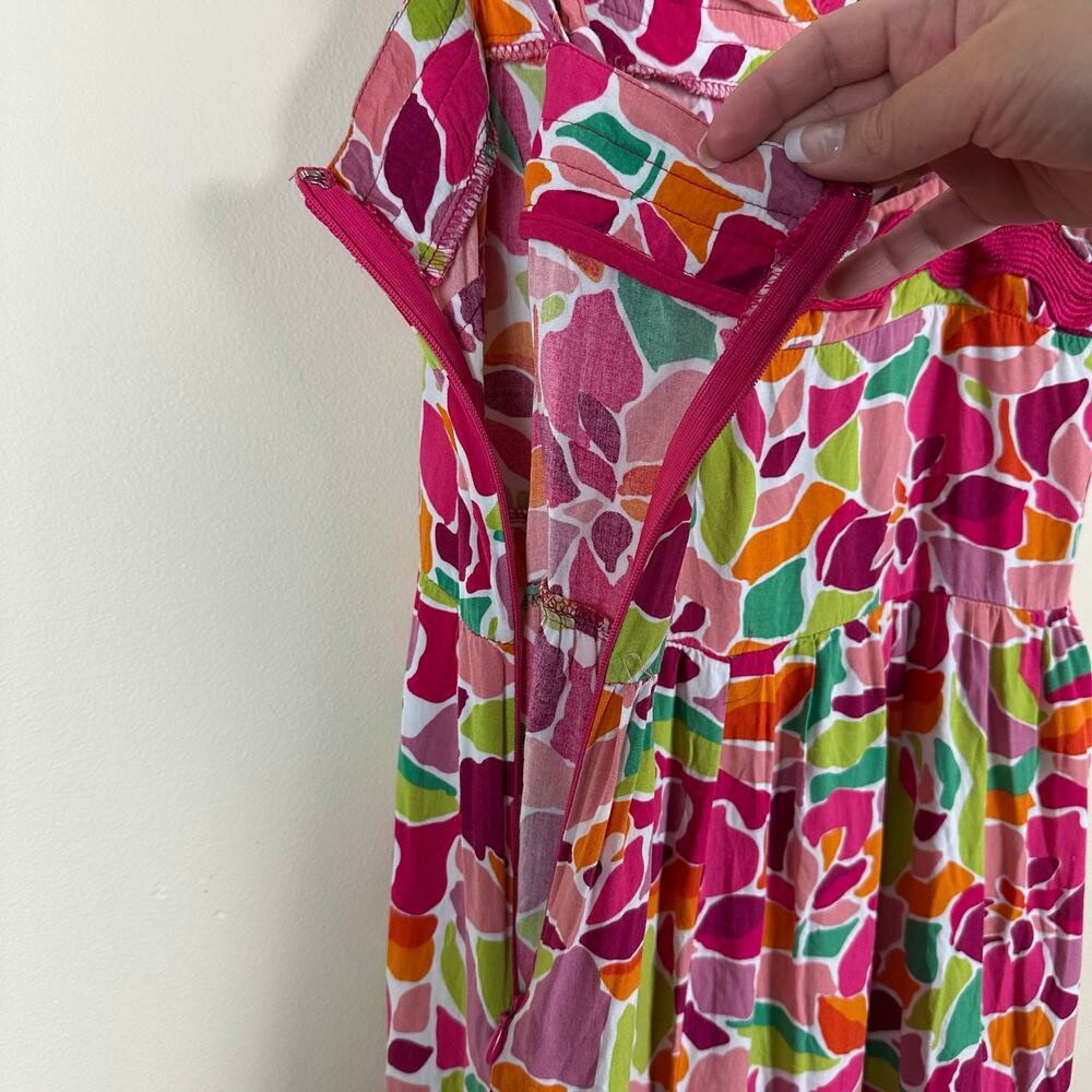 Womens Colorful Maxi Dress Size L Tie Strap Ric Rac Trim Boho Resort Cottagecore - Picture 7 of 11